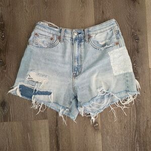 American Eagle Shorts Womens 6 Blue Denim Highest Rise 90s Boyfriend Distressed